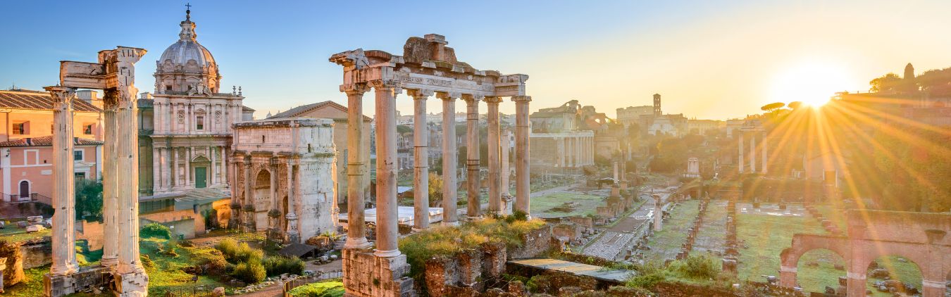 Ancient Roman ruins in Rome, Italy.